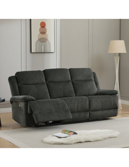 Rockport 3 Seater Electric Sofa - Thunder