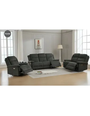 Rockport 3 Seater Electric Sofa - Thunder