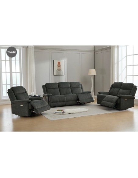 Rockport 3 Seater Electric Sofa - Thunder