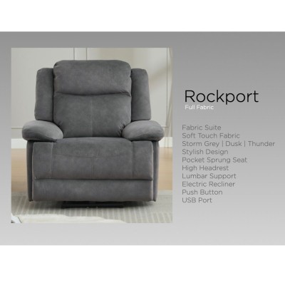 Rockport Electric 3+1+1 Sofa Set - Storm
