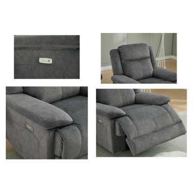 Rockport Electric 3+1+1 Sofa Set - Storm