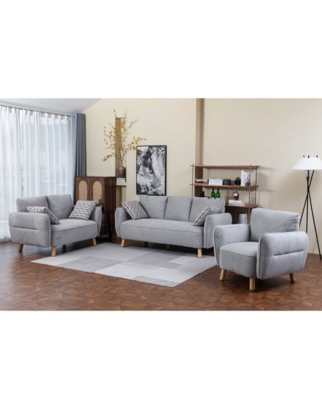 Georgia 3+1+1 Sofa Set - Light Grey