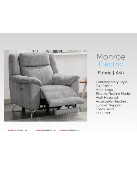 Monroe Electric Armchair - Ash