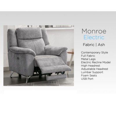 Monroe 3+1+1 Electric Sofa Set - Ash