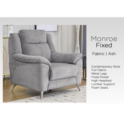 Monroe 3+1+1 Fixed Sofa Set - Ash