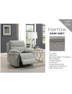 Harrow Electric Armchair - Light Grey 2