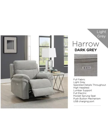 Harrow Electric Armchair - Light Grey