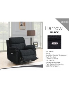 Harrow Electric Armchair - Black 2