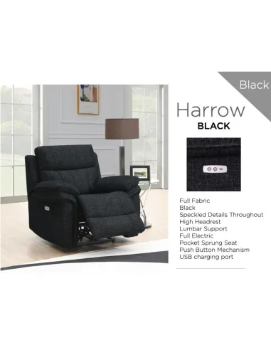Harrow Electric Armchair - Black