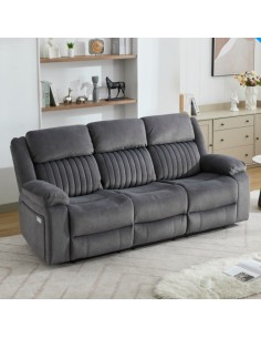 Morgan 3 Seater Electric Recliner Sofa - Slate Grey