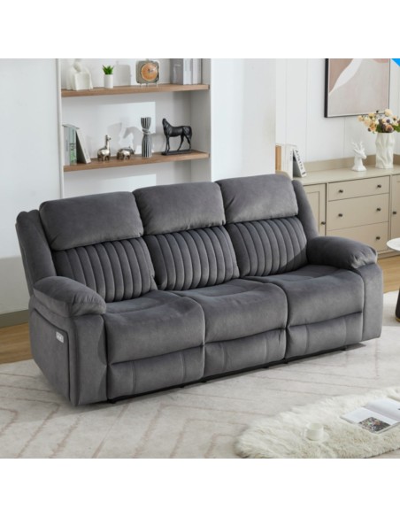 Morgan 3 Seater Electric Recliner Sofa - Slate Grey