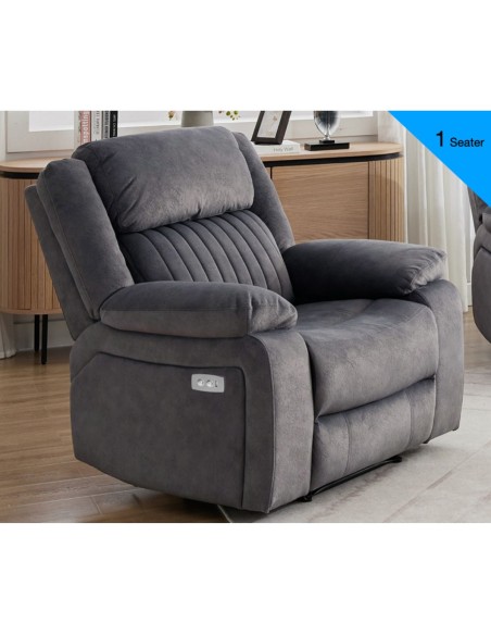 Morgan Electric Recliner Armchair - Slate Grey
