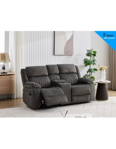 Morgan 2 Seater Recliner Sofa With Console  - Iron