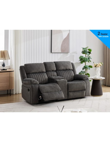 Morgan 2 Seater Recliner Sofa With Console  - Iron