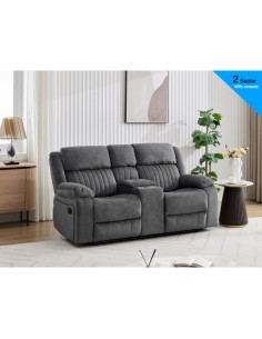 Morgan 2 Seater Recliner Sofa With Console - Slate Grey
