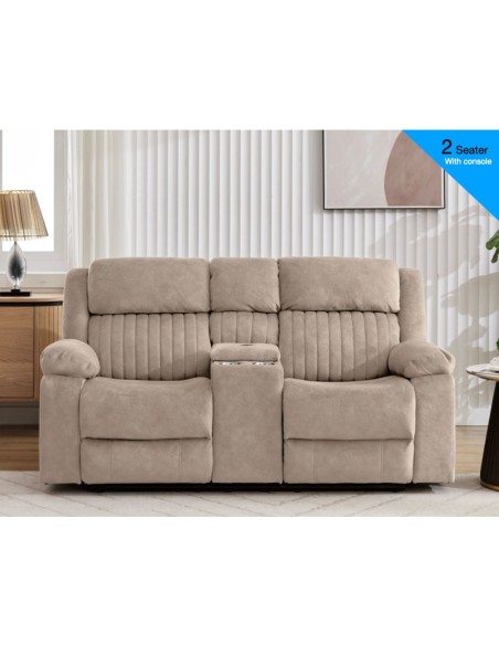Morgan 2 Seater Recliner Sofa With Console - Taupe