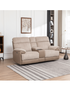Chriki 2 Seater Power Recliner with Console - 2 Tone Grey