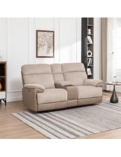 Chriki 2 Seater Power Recliner with Console - Beige