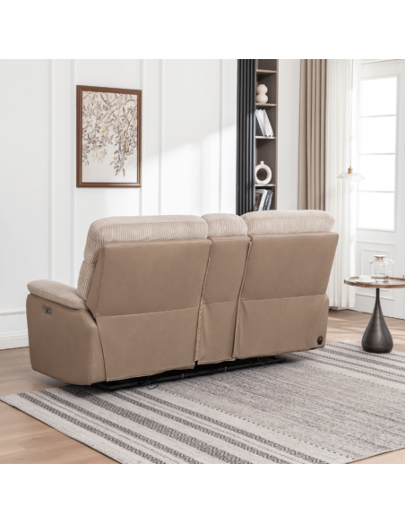 Chriki 2 Seater Power Recliner with Console - 2 Tone Grey