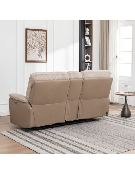 Chriki 2 Seater Power Recliner with Console - Beige