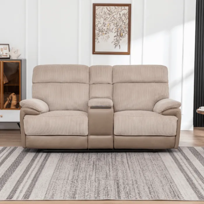 Chriki 2 Seater Power Recliner with Console - 2 Tone Grey