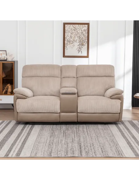 Chriki 2 Seater Power Recliner with Console - Beige