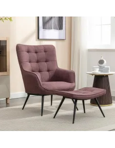 Katelyn Accent Chair with Stool - Mulberry