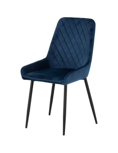 Athens Round Table & Avery Dining Set (x4 Chairs) - Concrete/Sapphire Blue Velvet