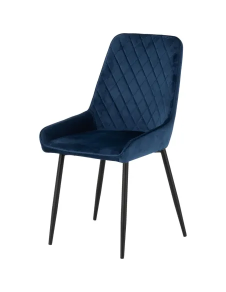 Athens Round Table & Avery Dining Set (x4 Chairs) - Concrete/Sapphire Blue Velvet