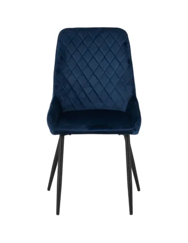 Athens Round Table & Avery Dining Set (x4 Chairs) - Concrete/Sapphire Blue Velvet