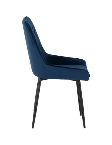 Athens Round Table & Avery Dining Set (x4 Chairs) - Concrete/Sapphire Blue Velvet