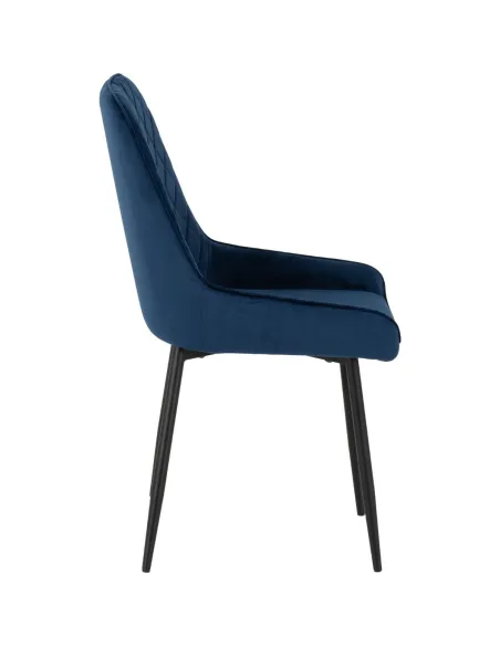 Athens Round Table & Avery Dining Set (x4 Chairs) - Concrete/Sapphire Blue Velvet