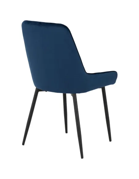 Athens Round Table & Avery Dining Set (x4 Chairs) - Concrete/Sapphire Blue Velvet