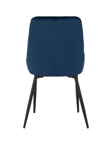 Athens Round Table & Avery Dining Set (x4 Chairs) - Concrete/Sapphire Blue Velvet
