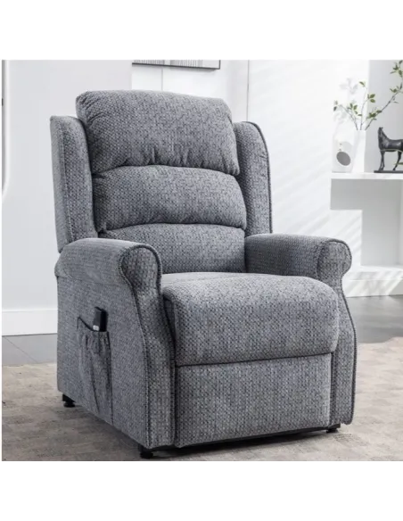 Drancy Single Motor Lift & Tilt Recliner Armchair - Steel Blue