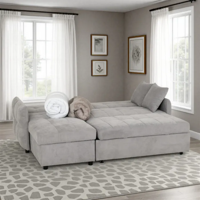 Chelsea Corner Sofa Bed - Silver Grey Fabric