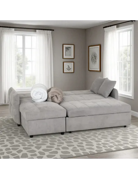 Chelsea Corner Sofa Bed - Silver Grey Fabric