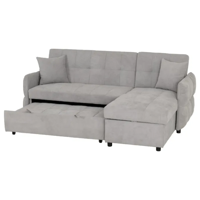 Chelsea Corner Sofa Bed - Silver Grey Fabric