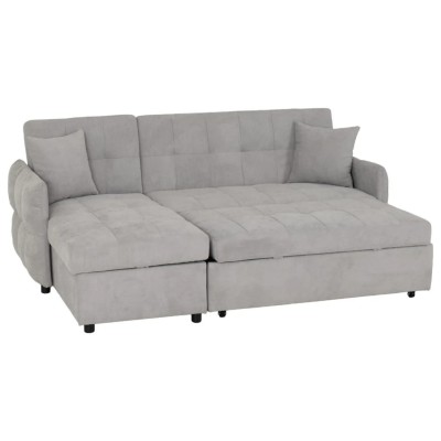 Chelsea Corner Sofa Bed - Silver Grey Fabric