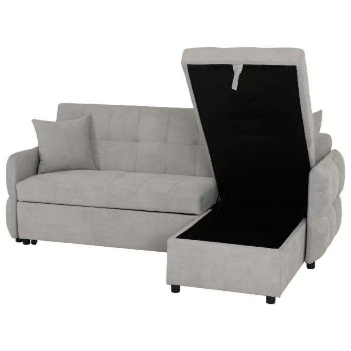 Chelsea Corner Sofa Bed - Silver Grey Fabric