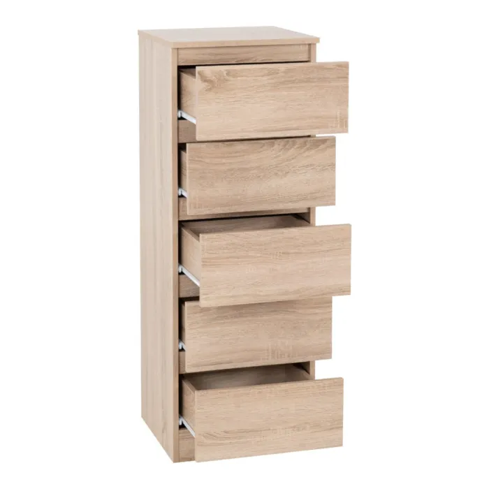 Malvern 5 Drawer Narrow Chest - Sonoma Oak