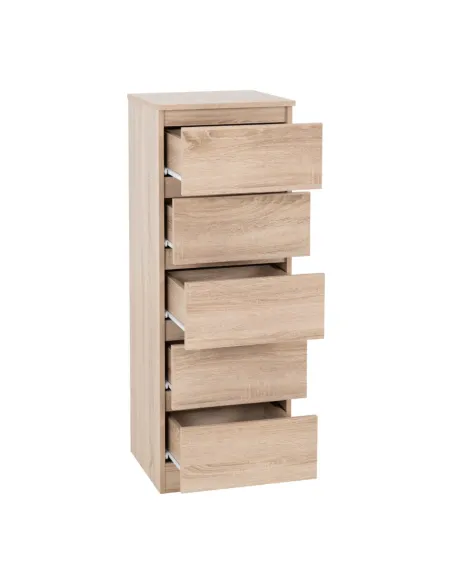 Malvern 5 Drawer Narrow Chest - Sonoma Oak