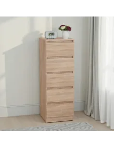 Malvern 5 Drawer Narrow Chest - Sonoma Oak