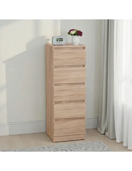 Malvern 5 Drawer Narrow Chest - Sonoma Oak