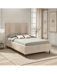 Maine 4ft6 Bed - Taupe Velvet Fabric