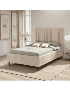 Maine 5ft Bed - Taupe Velvet Fabric