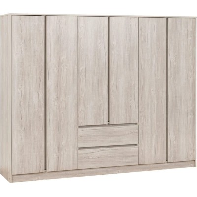 Malvern 6 Door 2 Drawer Wardrobe - Urban Snow