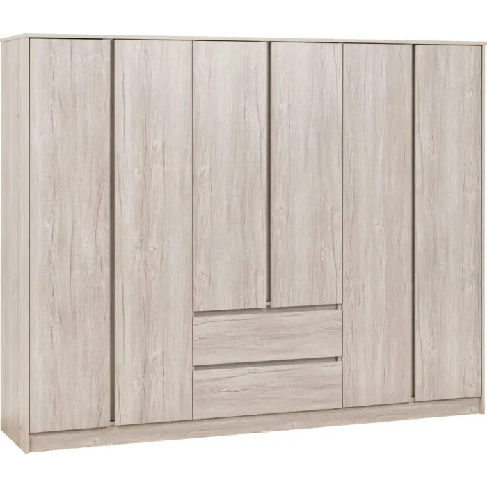 Malvern 6 Door 2 Drawer Wardrobe - Urban Snow