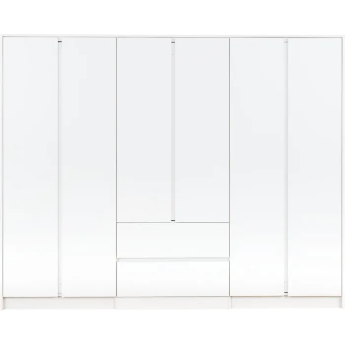 Malvern 6 Door 2 Drawer Wardrobe - White