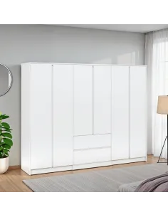 Malvern 6 Door 2 Drawer Wardrobe - White